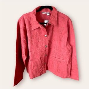Chico's Pink Jean Jacket Classic Collar Casual Fit